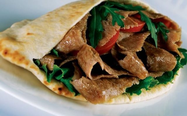 Doner kebab in pitta with salad